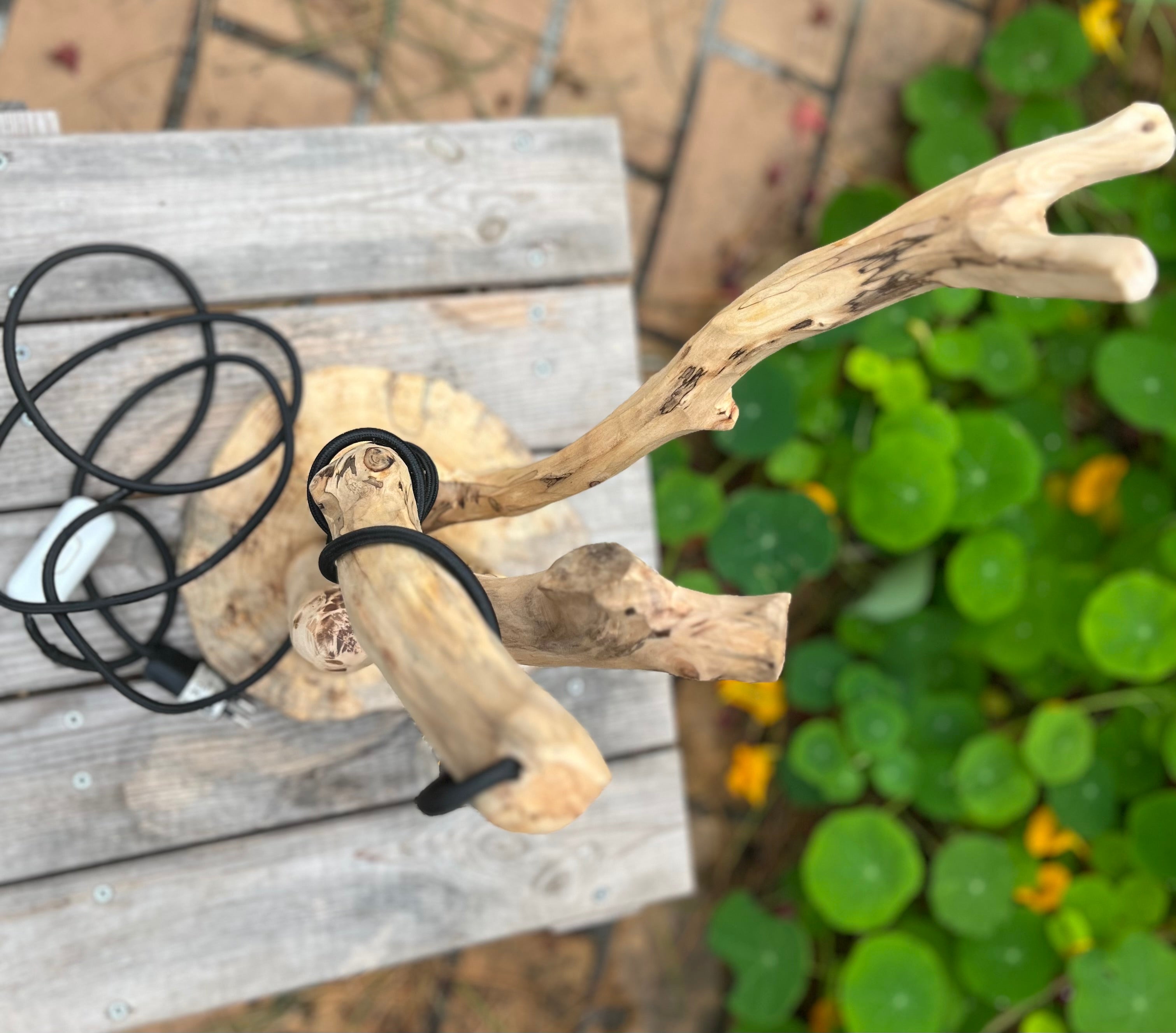 Lampe de chevet bois flotté – Veilleuse naturelle artisanale – Déco chambre bord de mer