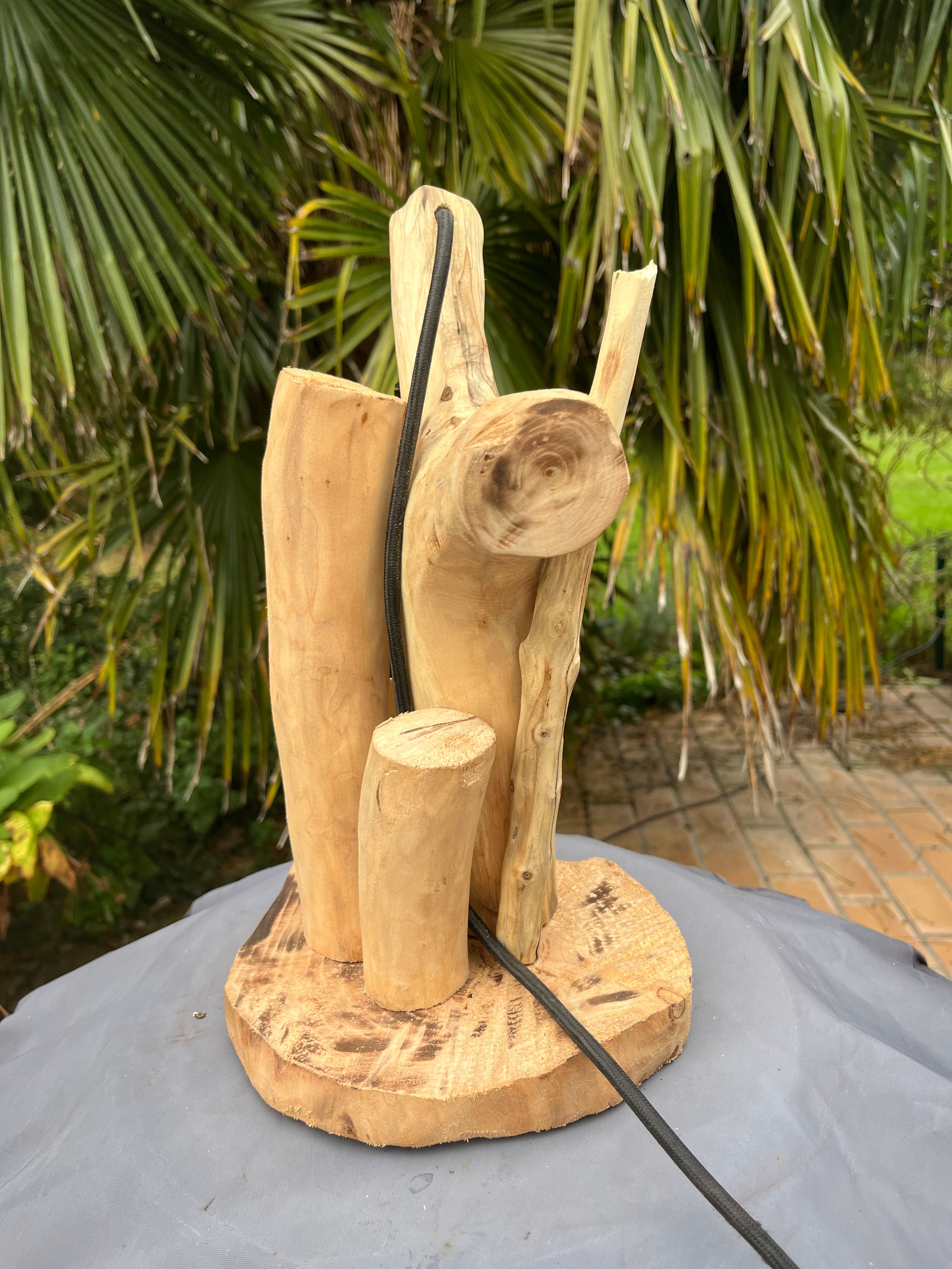 Lampe de chevet bois – Veilleuse naturelle artisanale – Déco chambre bord de mer