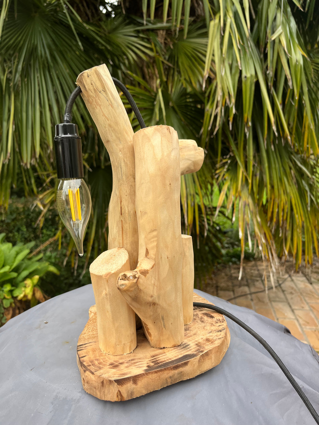 Lampe de chevet bois – Veilleuse naturelle artisanale – Déco chambre bord de mer