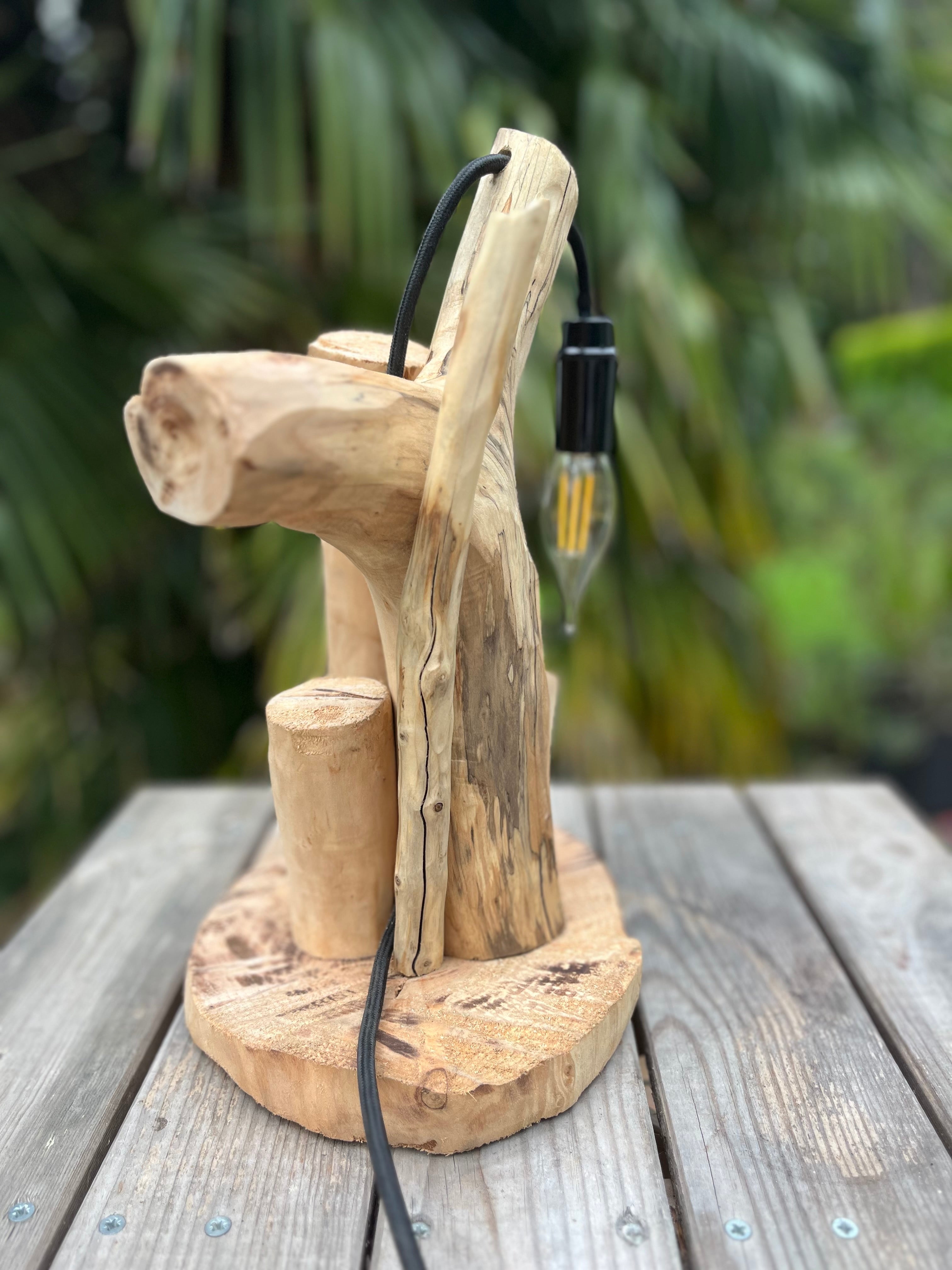 Lampe de chevet bois – Veilleuse naturelle artisanale – Déco chambre bord de mer