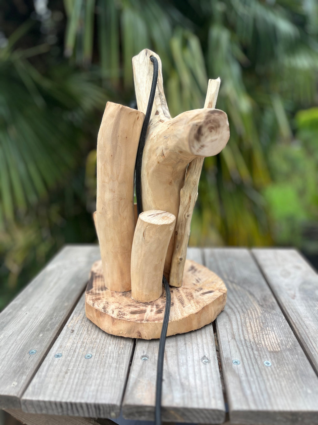 Lampe de chevet bois – Veilleuse naturelle artisanale – Déco chambre bord de mer