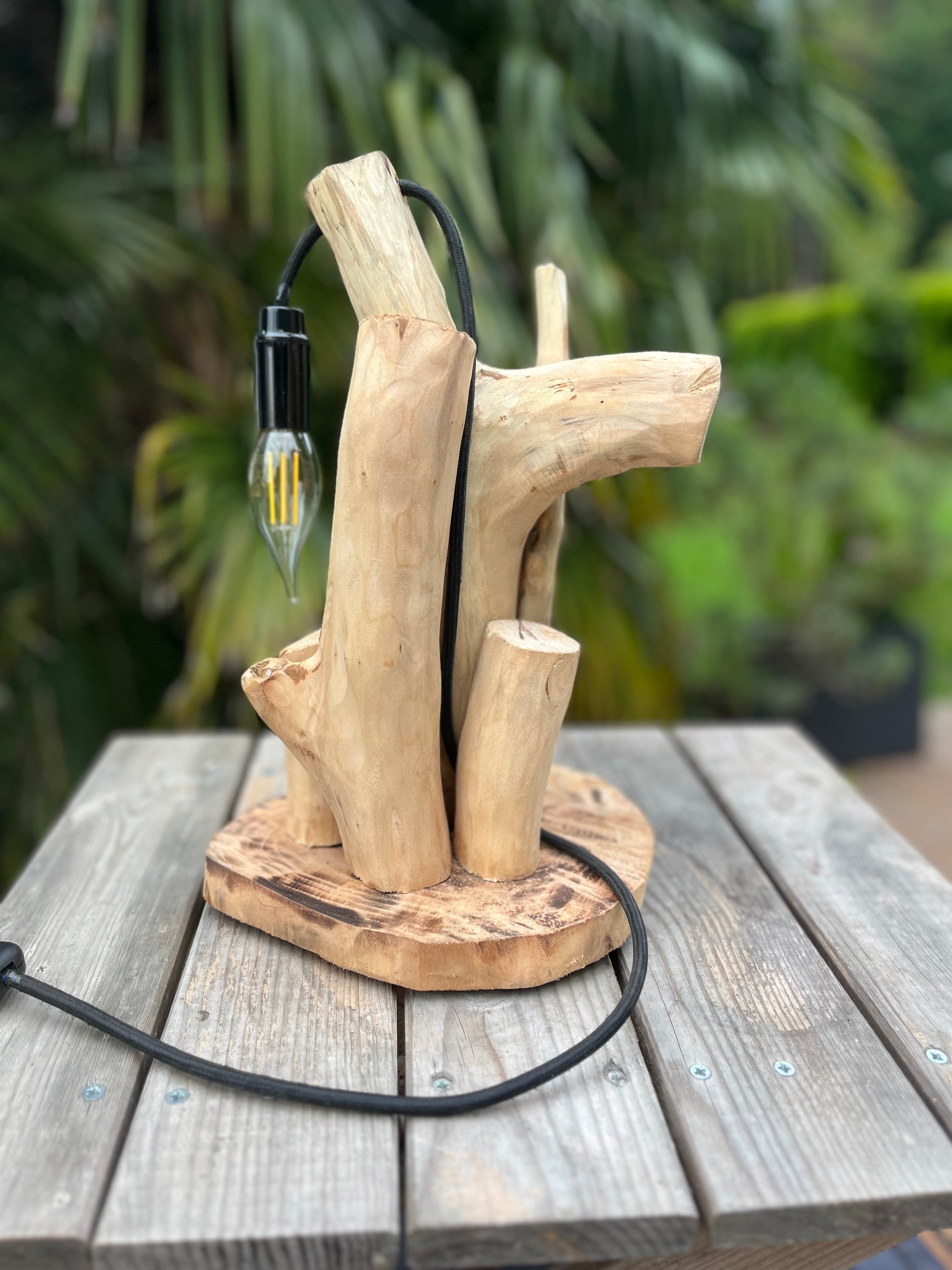 Lampe de chevet bois – Veilleuse naturelle artisanale – Déco chambre bord de mer
