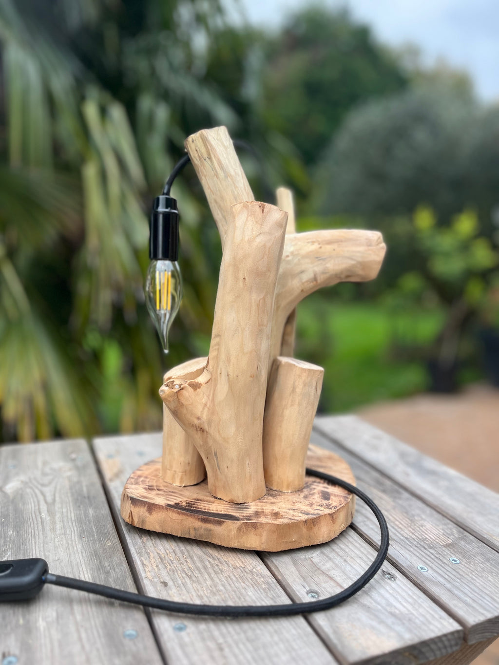 Lampe de chevet bois – Veilleuse naturelle artisanale – Déco chambre bord de mer