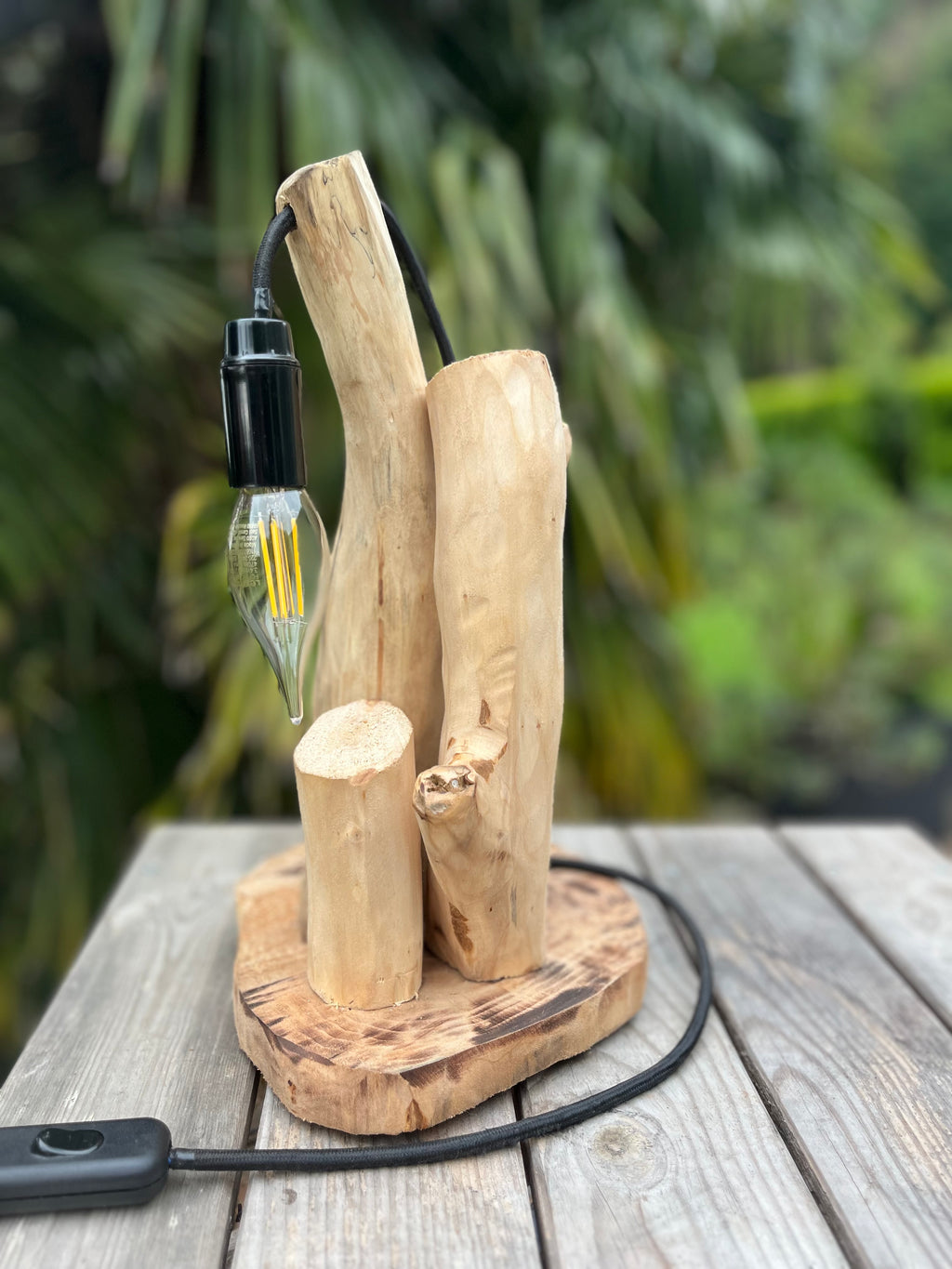 Lampe de chevet bois – Veilleuse naturelle artisanale – Déco chambre bord de mer