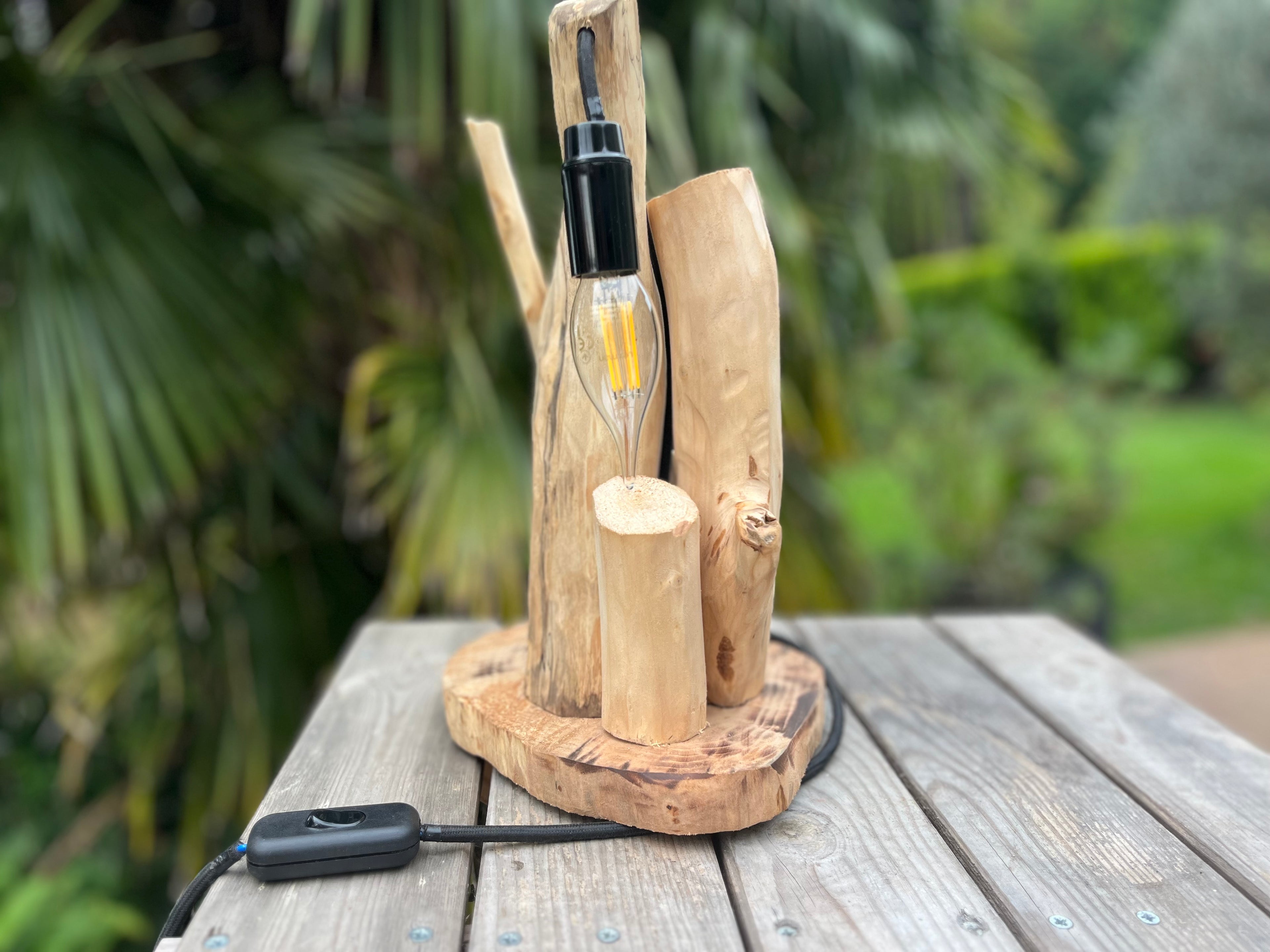 Lampe de chevet bois – Veilleuse naturelle artisanale – Déco chambre bord de mer