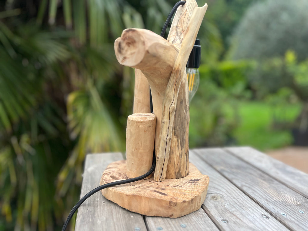 Lampe de chevet bois – Veilleuse naturelle artisanale – Déco chambre bord de mer