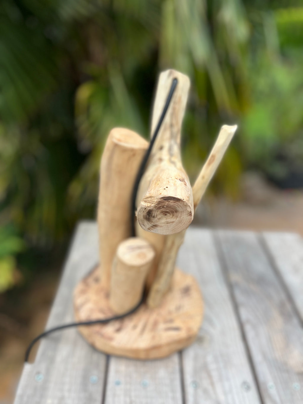 Lampe de chevet bois – Veilleuse naturelle artisanale – Déco chambre bord de mer