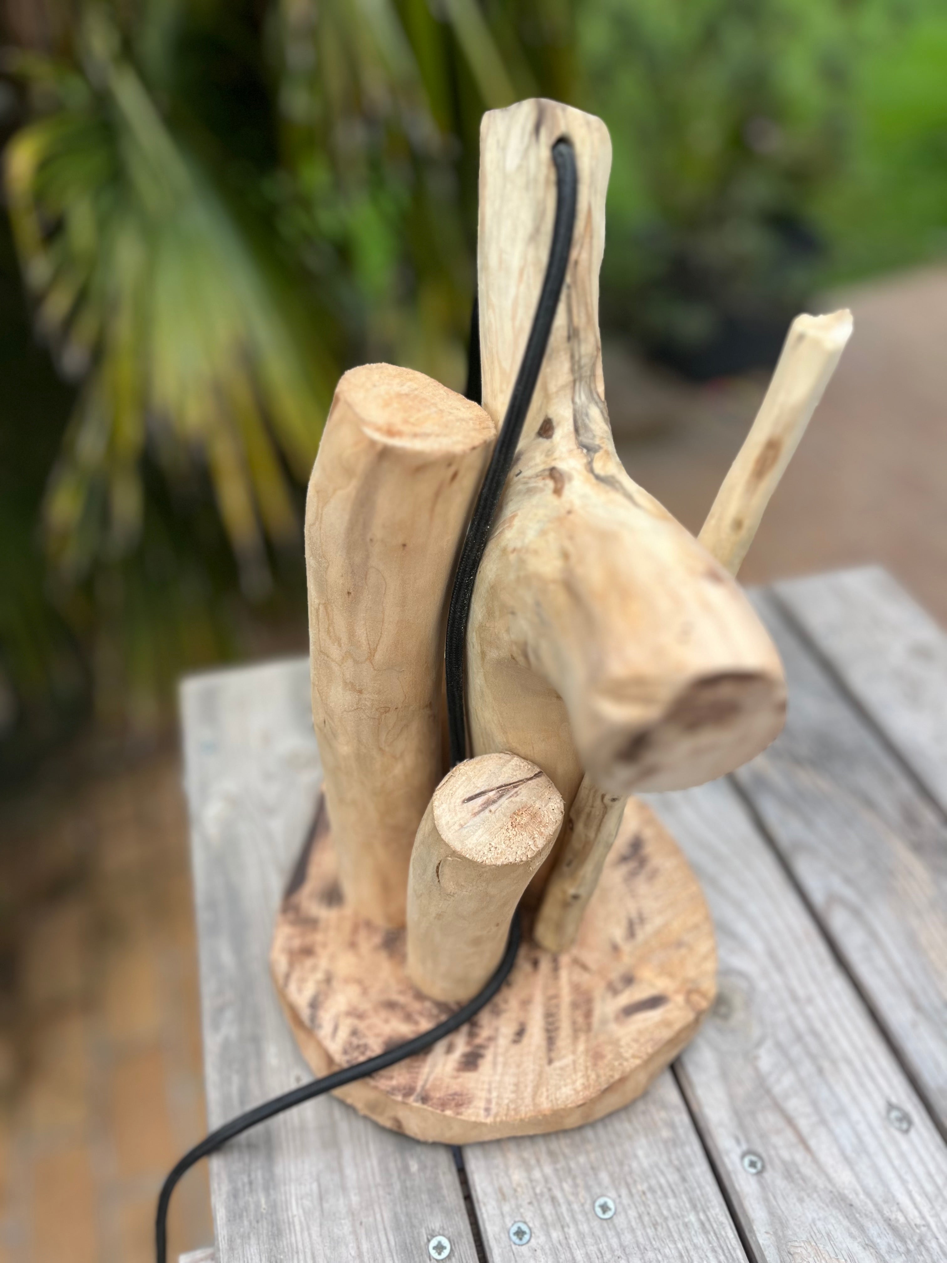 Lampe de chevet bois – Veilleuse naturelle artisanale – Déco chambre bord de mer