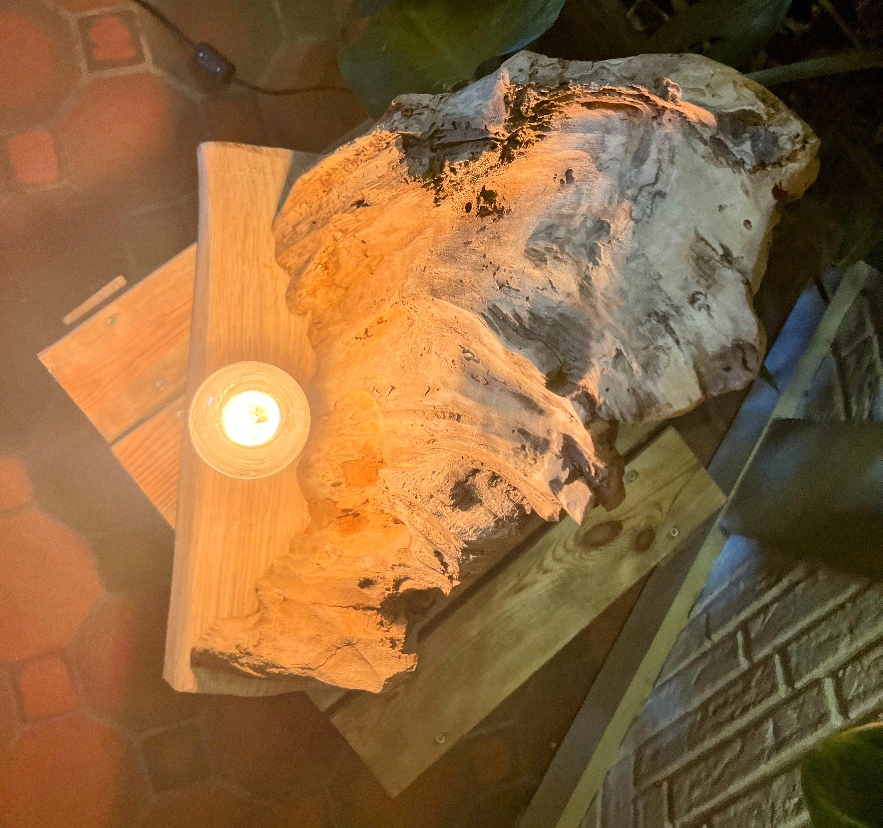 Lampe en bois massif – Luminaire design naturel fait main – Lampe à poser artisanale unique