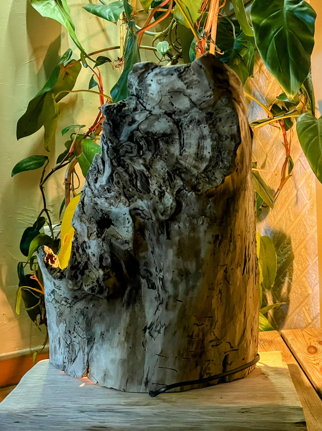 Lampe en bois massif – Luminaire design naturel fait main – Lampe à poser artisanale unique