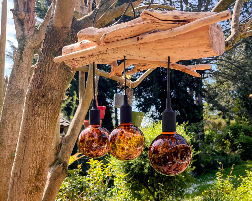 Suspension bois flotté 3 ampoules – Luminaire artisanal nature – Plafonnier rustique chic – Éclairage design bois massif