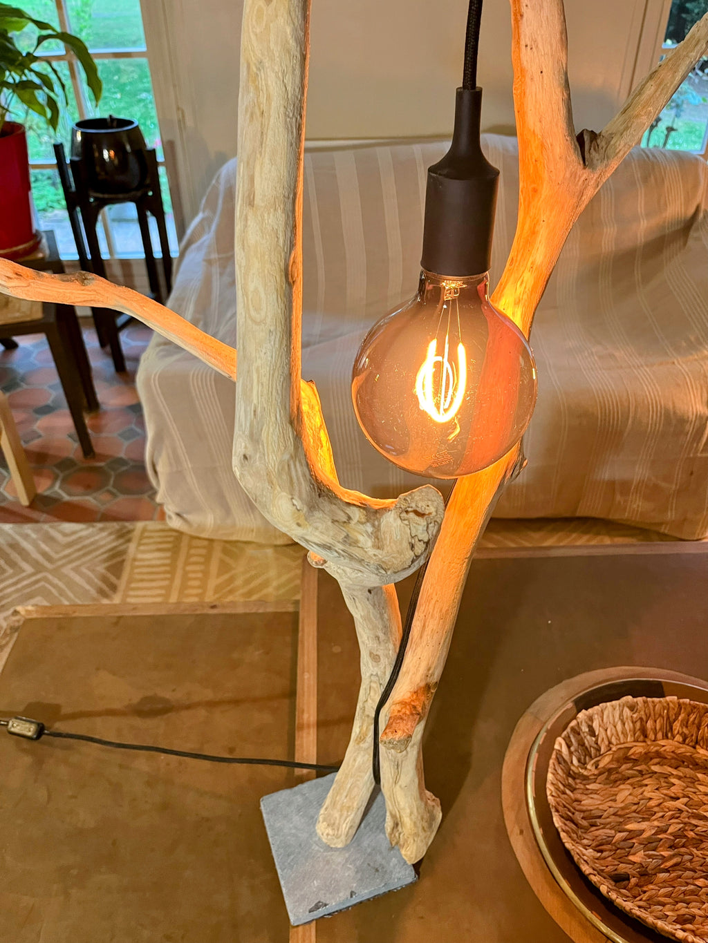 Lampe bois artisanale - Sculpture lumineuse - Décoration naturelle - Fait main France