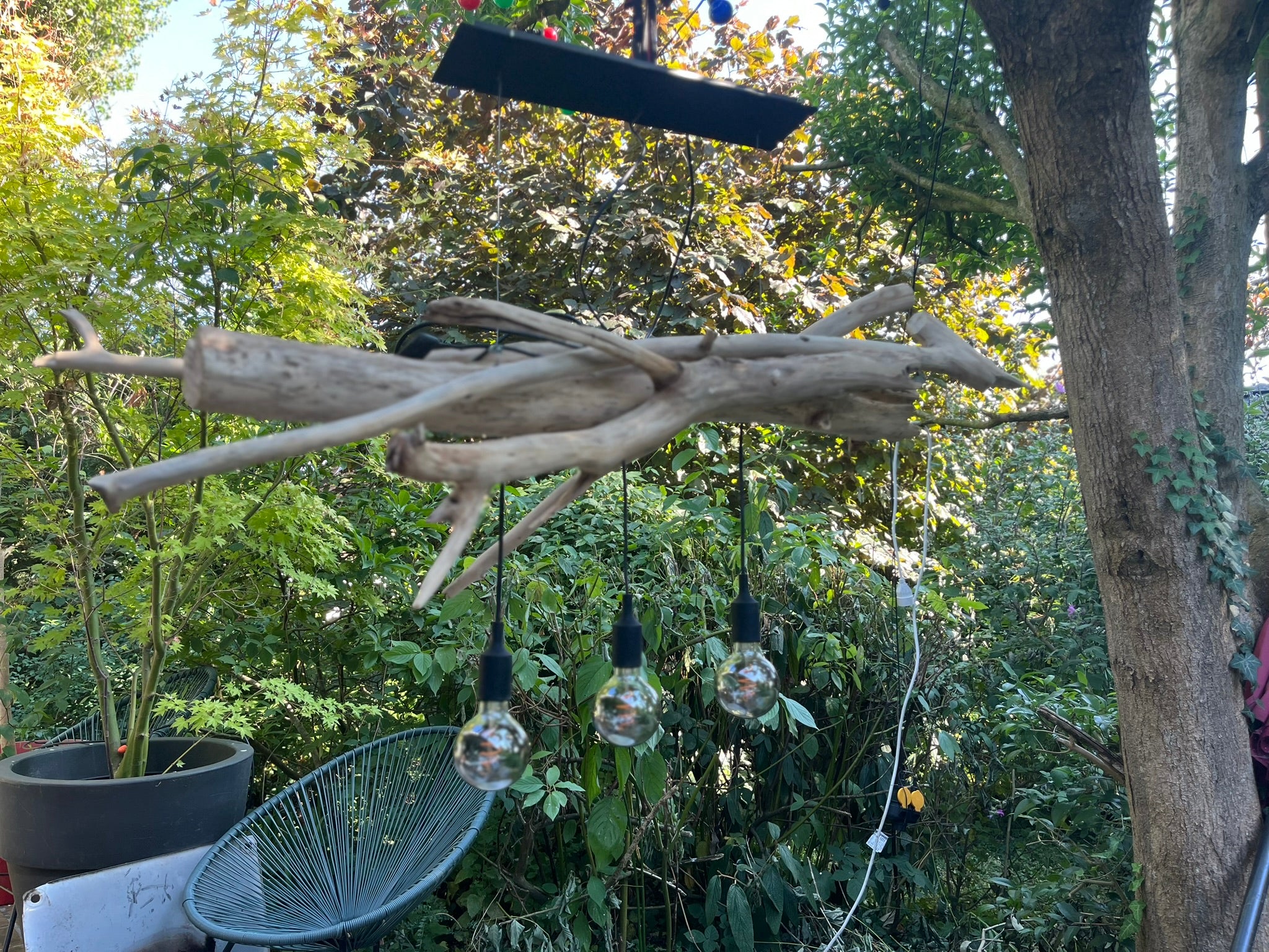 Suspension bois – Luminaire plafond naturel – Déco artisanale style bord de mer