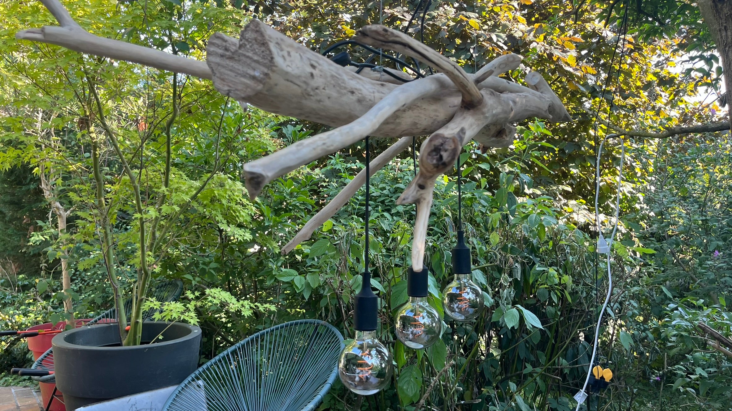Suspension bois – Luminaire plafond naturel – Déco artisanale style bord de mer
