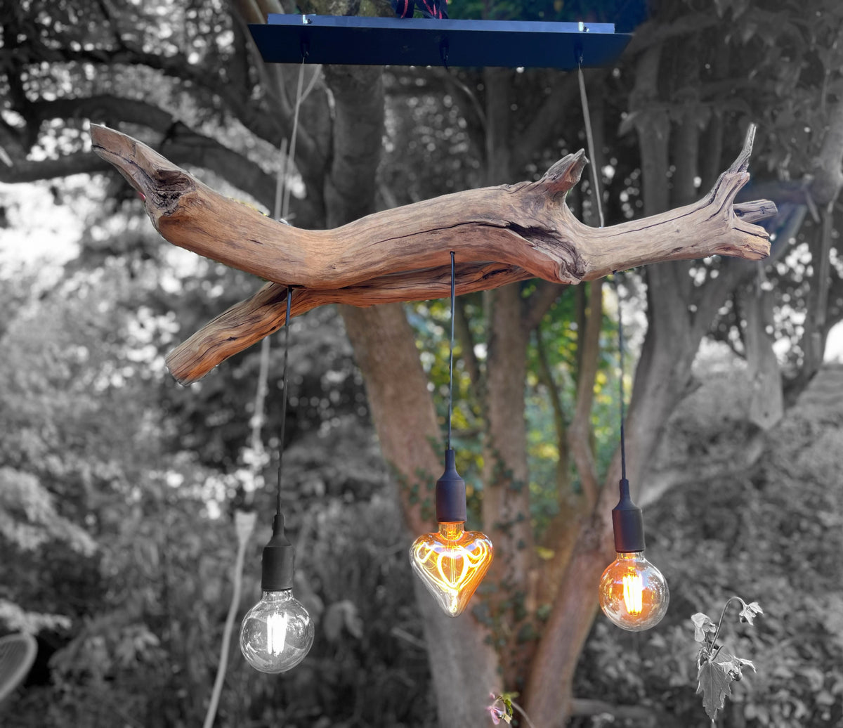 Suspension bois – Luminaire plafond naturel – Déco artisanale style bord de mer