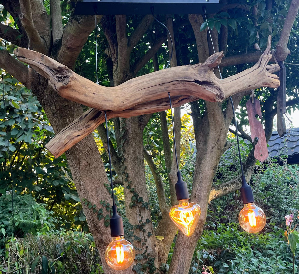 Suspension bois – Luminaire plafond naturel – Déco artisanale style bord de mer