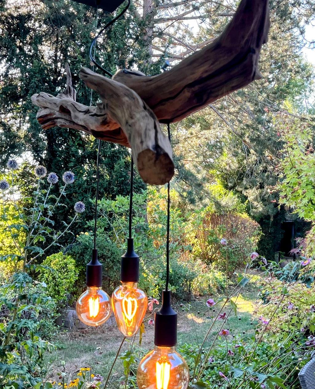 Suspension bois – Luminaire plafond naturel – Déco artisanale style bord de mer