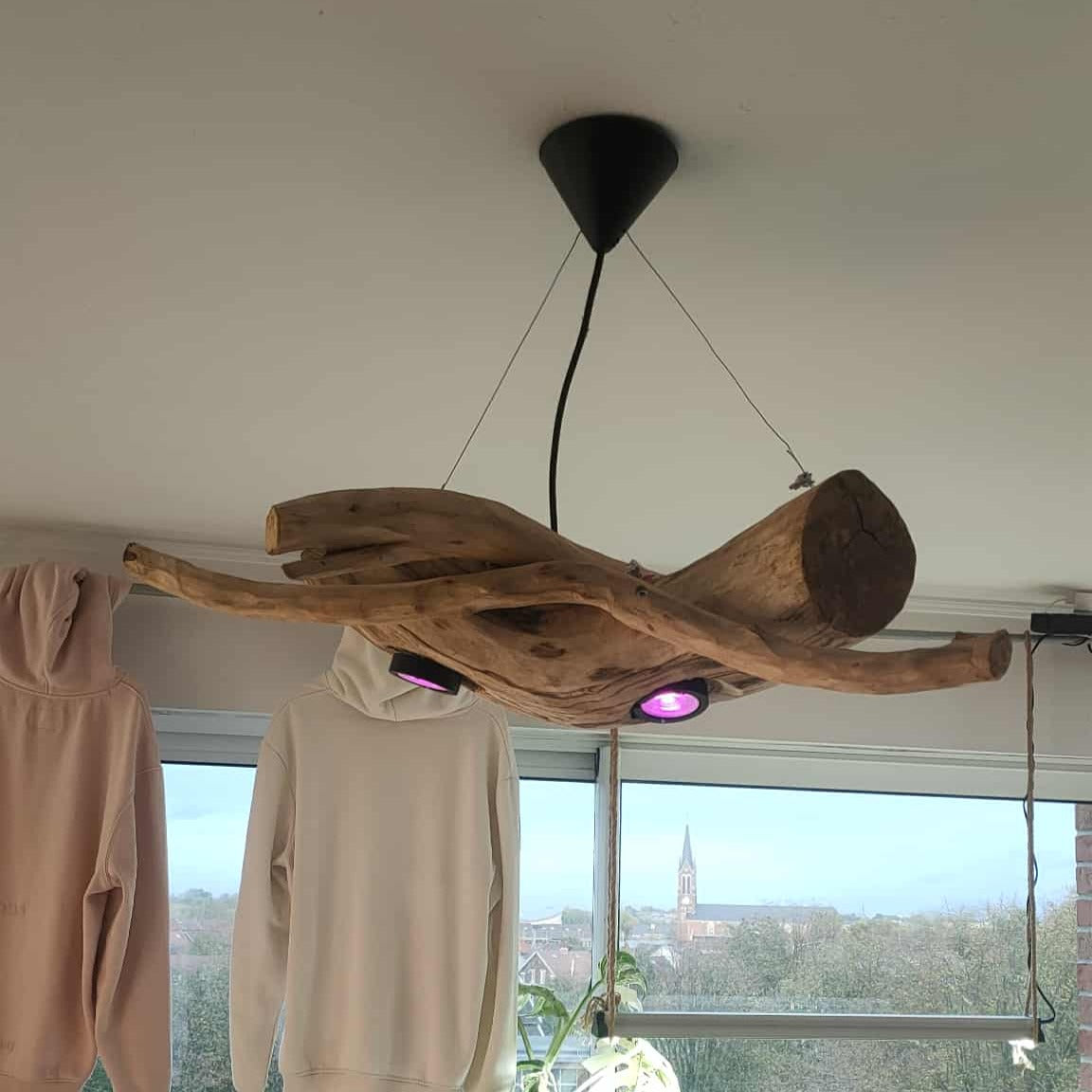 Suspension bois – Luminaire plafond naturel – Déco artisanale