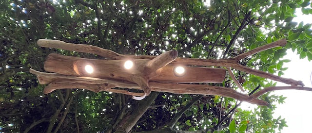 Suspension bois – Luminaire plafond naturel – Déco artisanale style bord de mer