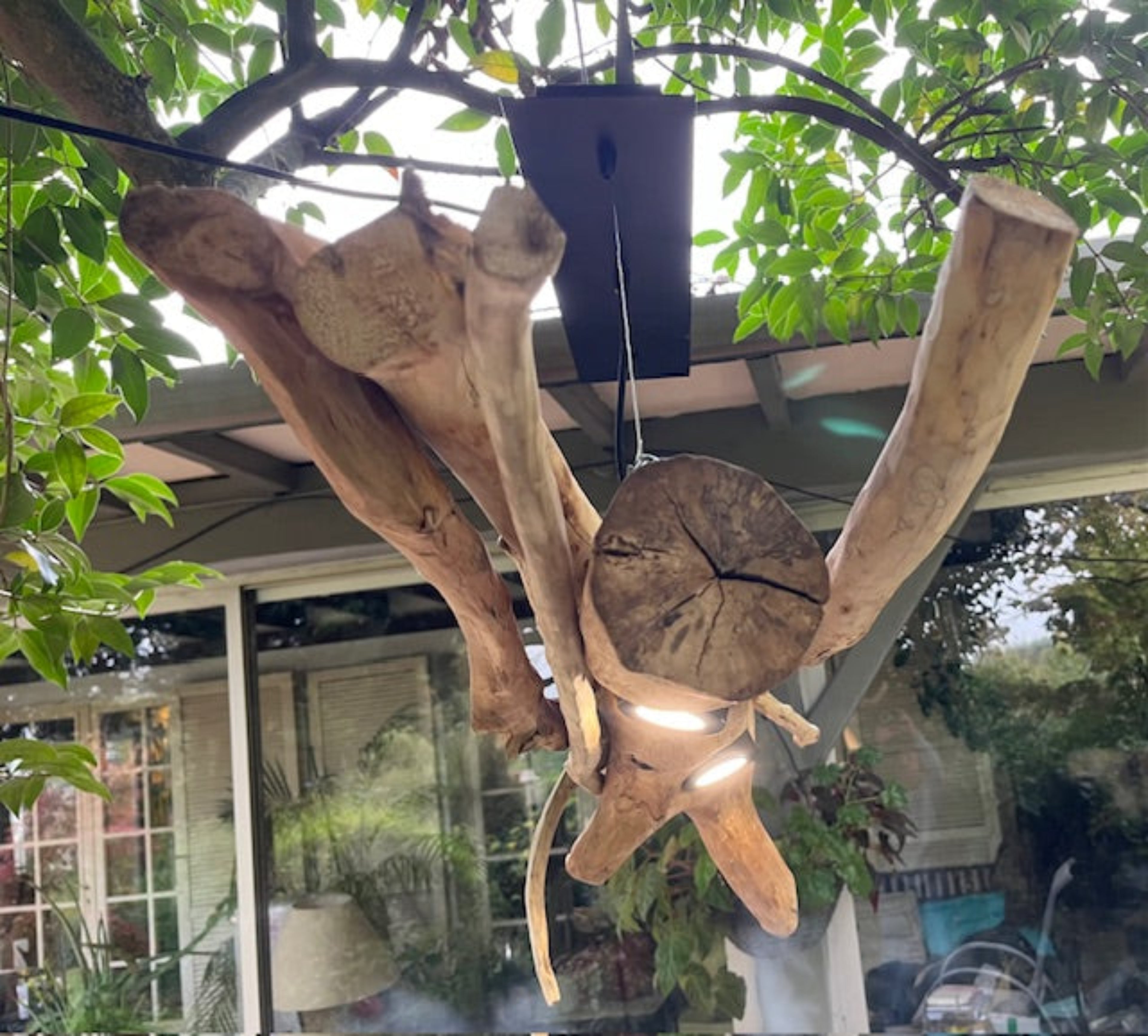 Suspension bois – Luminaire plafond naturel – Déco artisanale style bord de mer